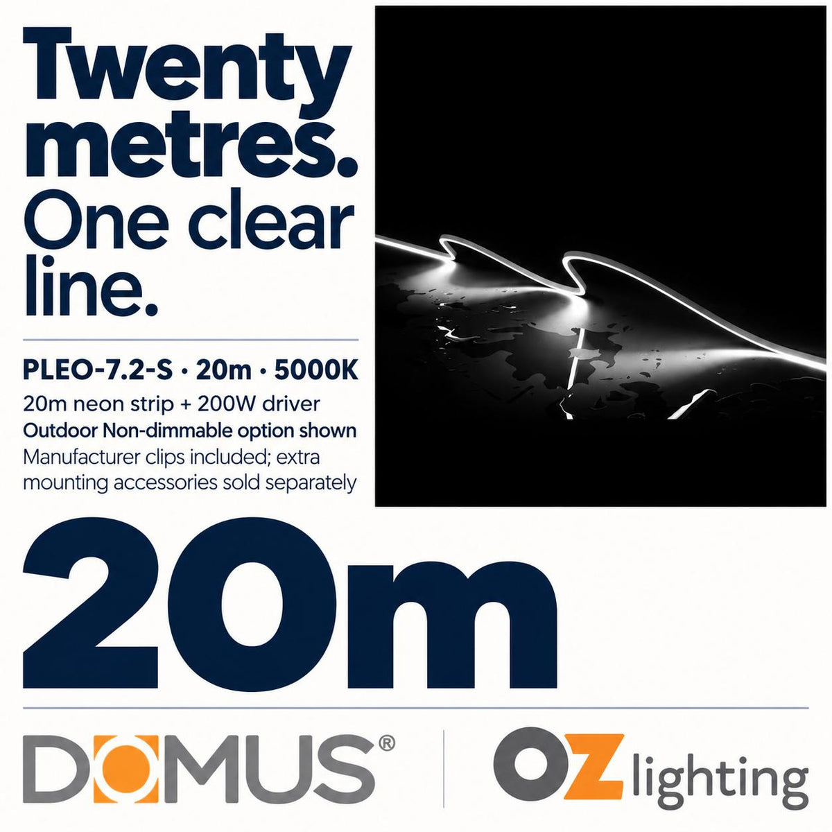 Domus PLEO-7.2-S 20m 5000K LED strip and driver bundle — hero