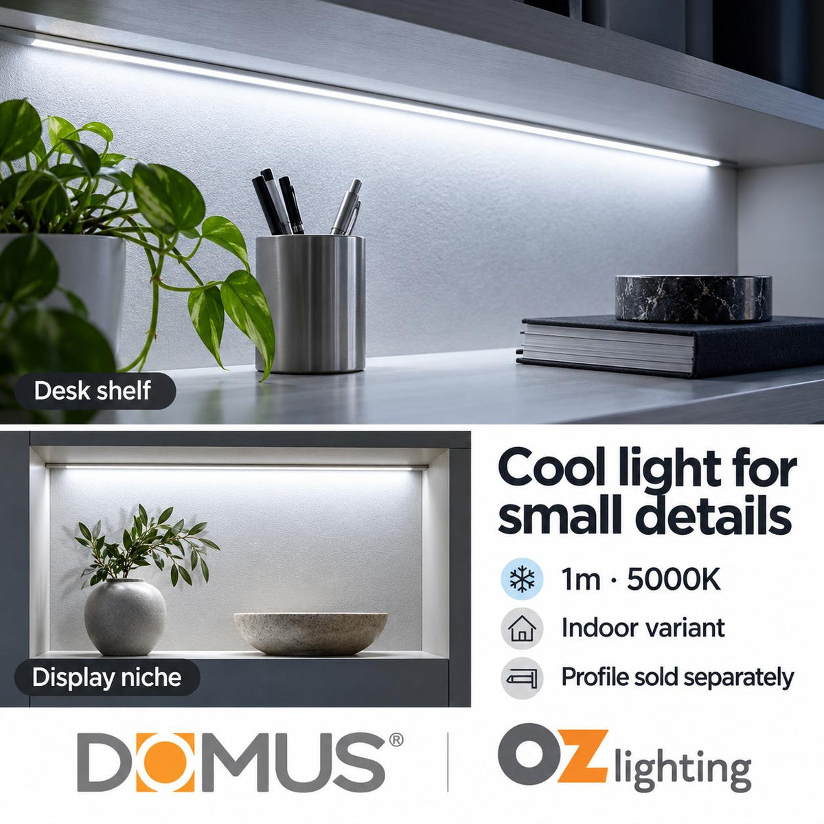 Domus PLEX-COB-10-IP54 1m 5000K LED strip and driver bundle — marketing