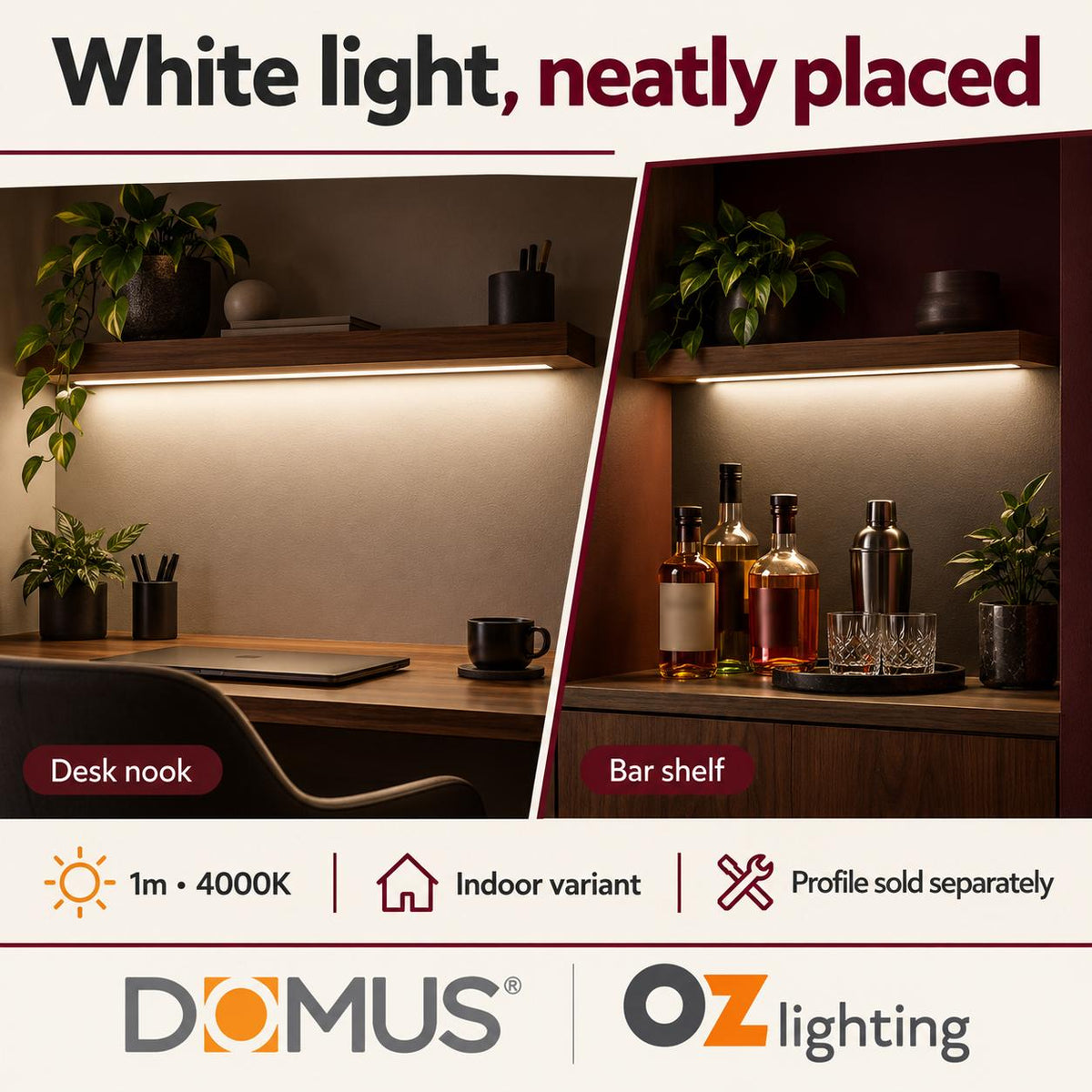 Domus PLEX-COB-10-IP67 1m 4000K LED strip and driver bundle — marketing