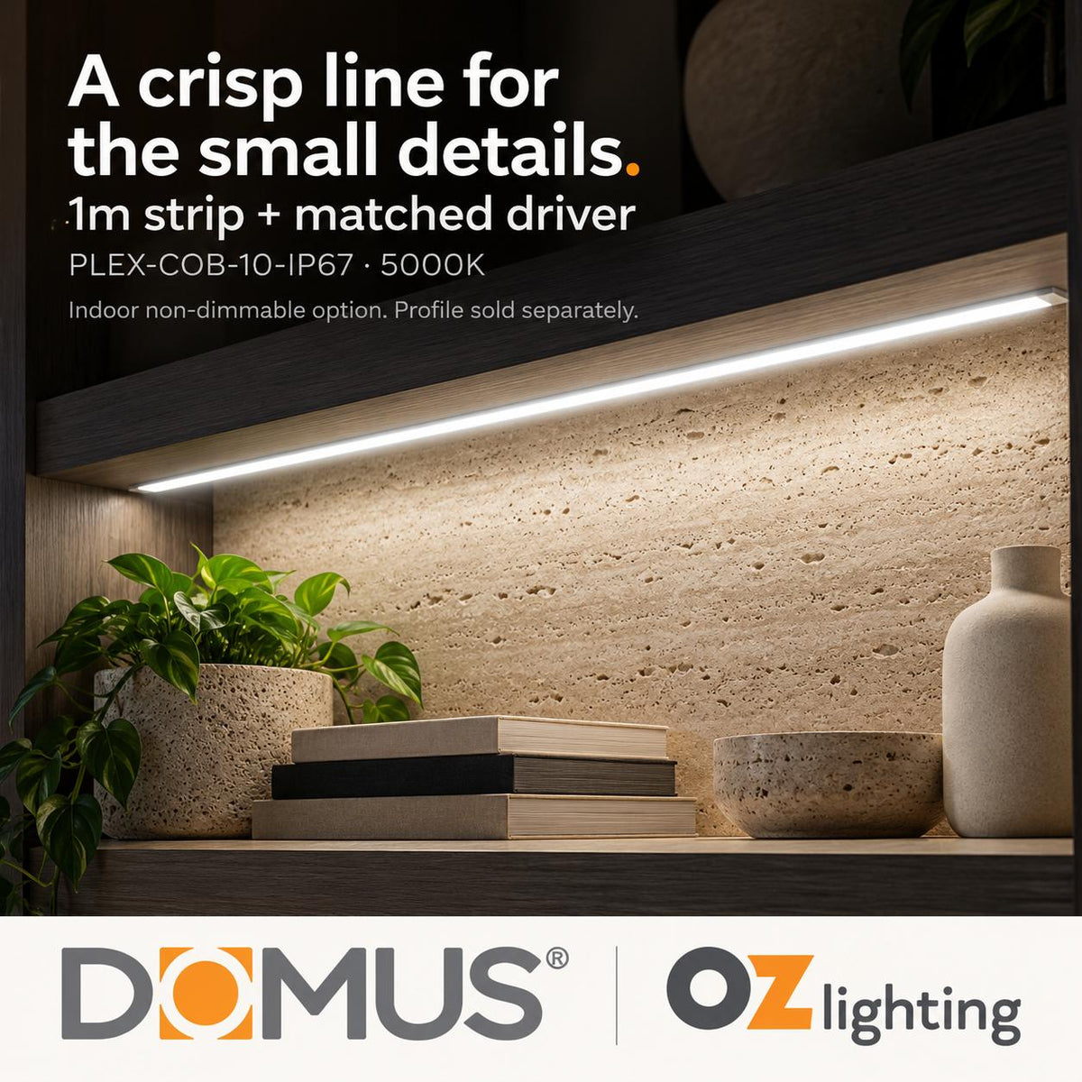 Domus PLEX-COB-10-IP67 1m 5000K LED strip and driver bundle — product benefit