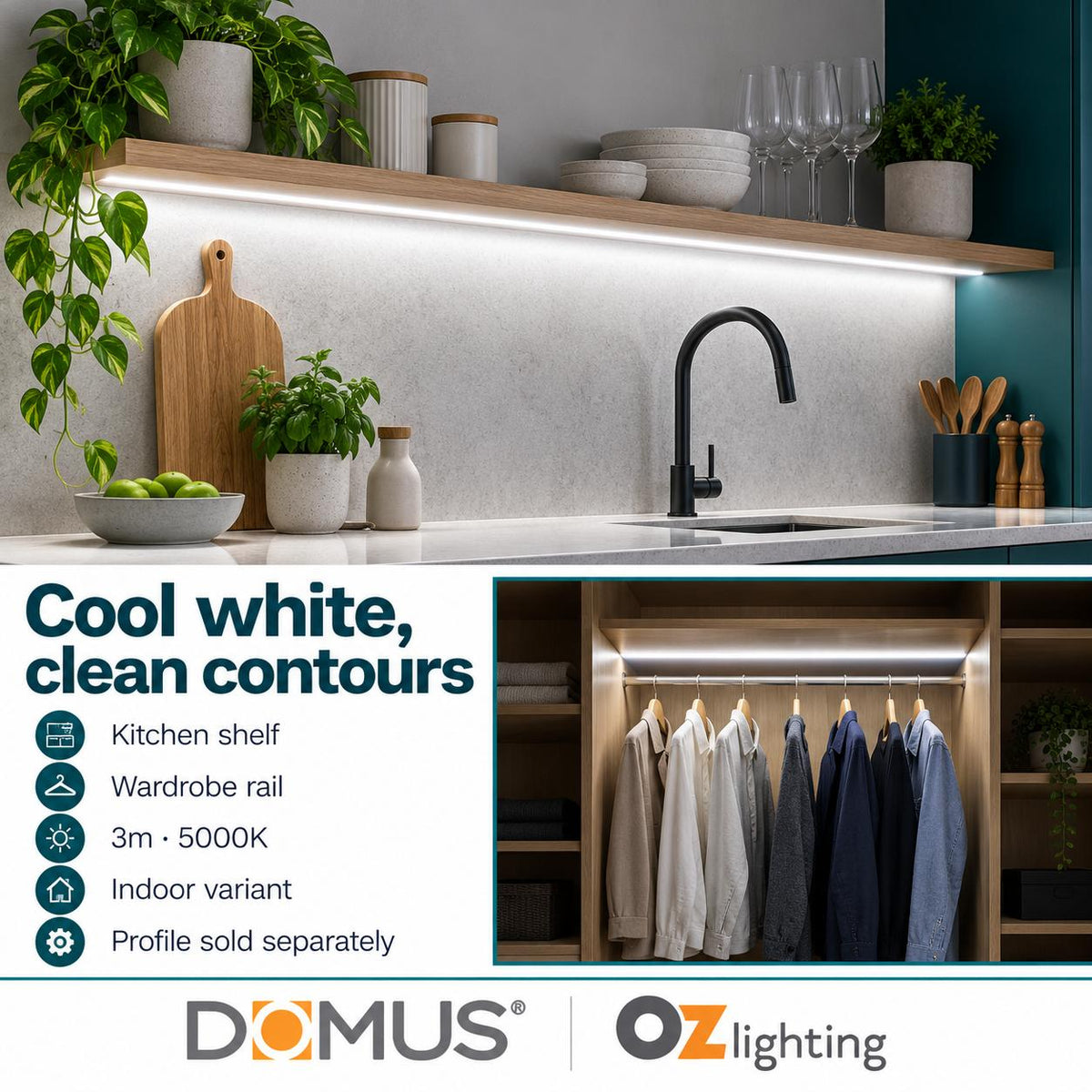 Domus PLEX-COB-10-IP67 3m 5000K LED strip and driver bundle — marketing