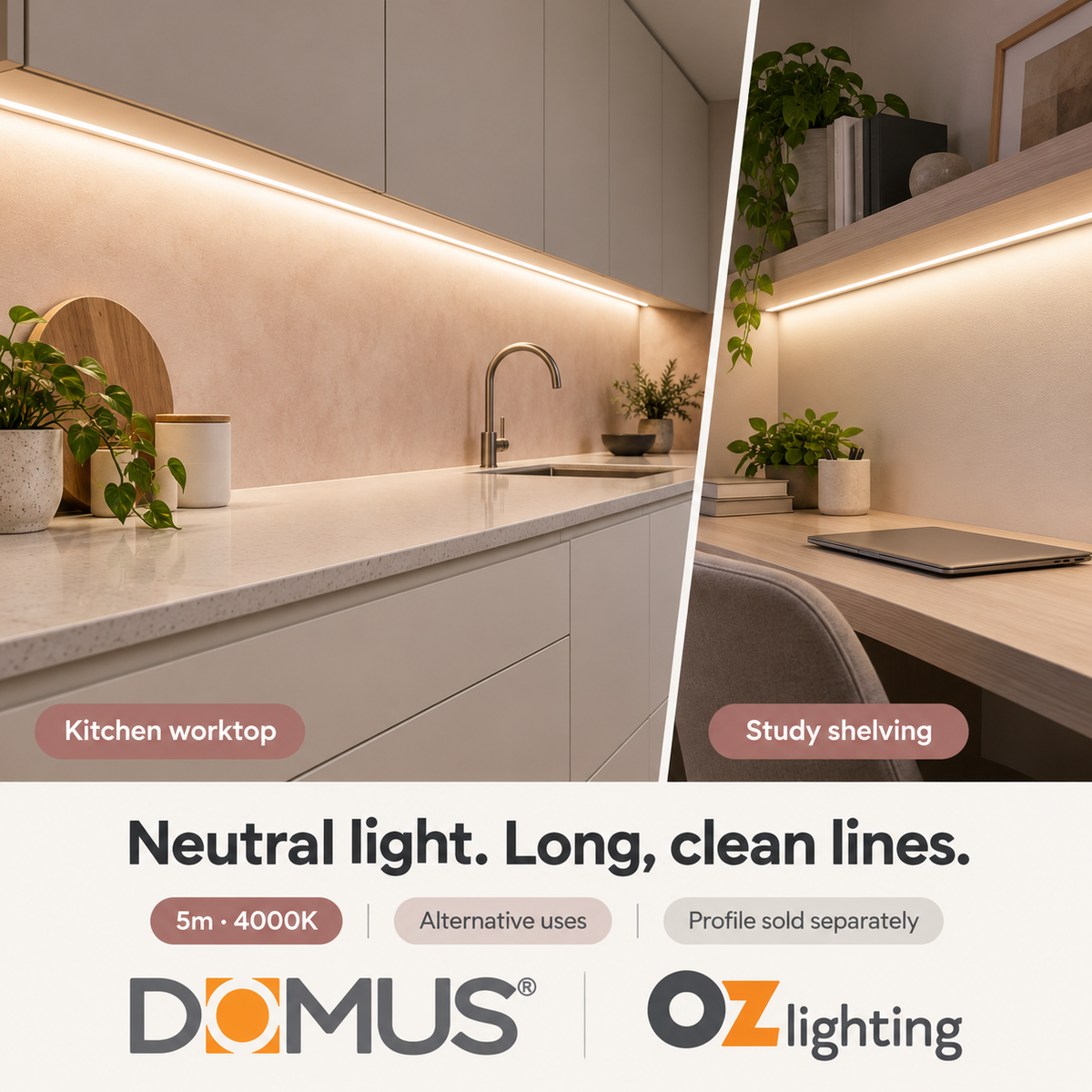 Domus PLEX-COB-15-IP54 5m 4000K LED strip and driver bundle — marketing