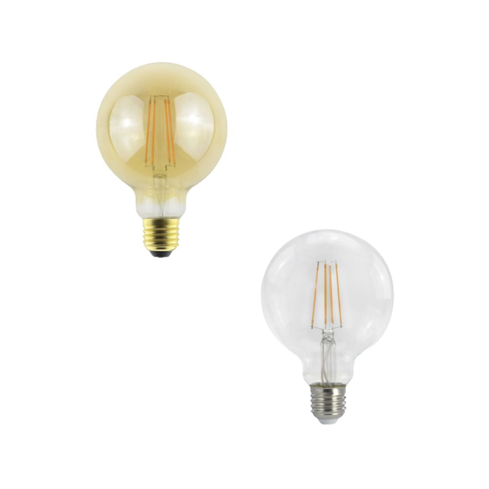 Atom AT9477 LED Globe - 8W, E27, 2700K, G95, Filament, Dimmable, Spherical, Glass-Atom Lighting-Ozlighting.com.au