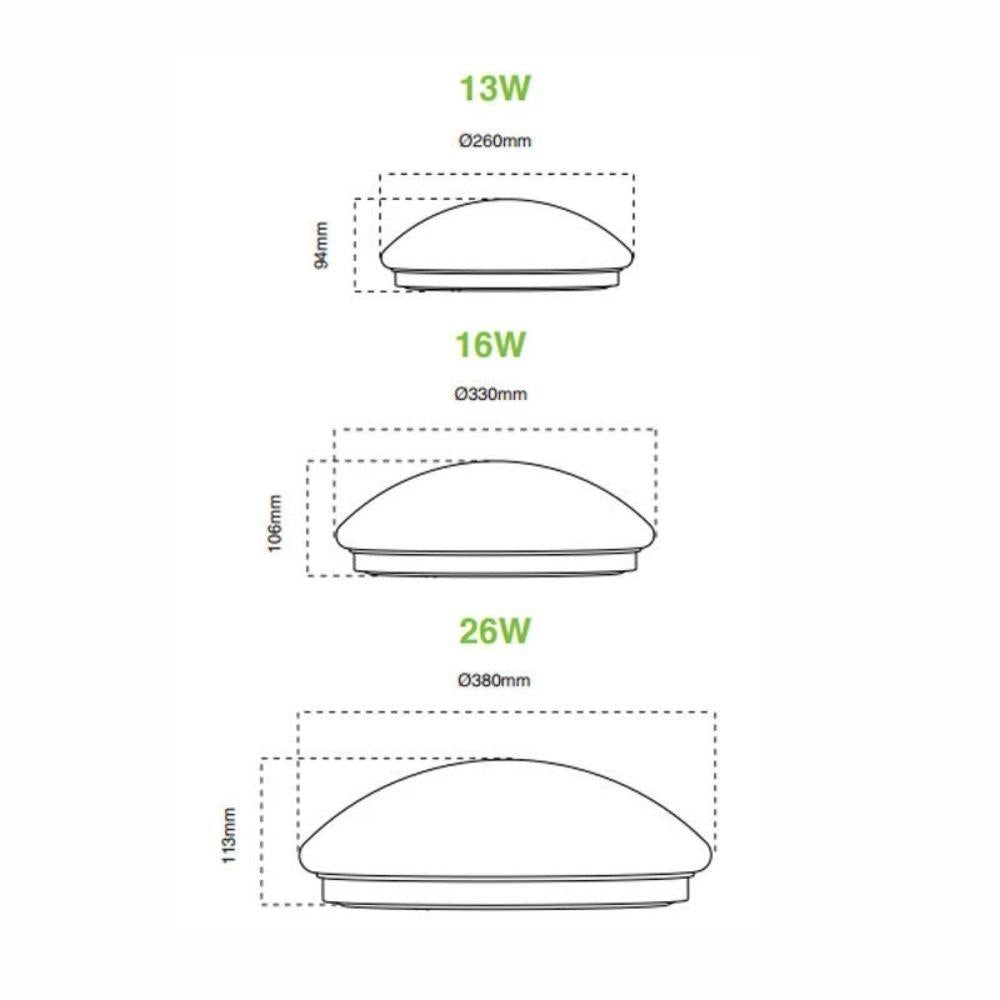Atom OYSTER - AT3013 - Opal Acrylic LED Oyster Tricolour IP20-Atom Lighting-Ozlighting.com.au