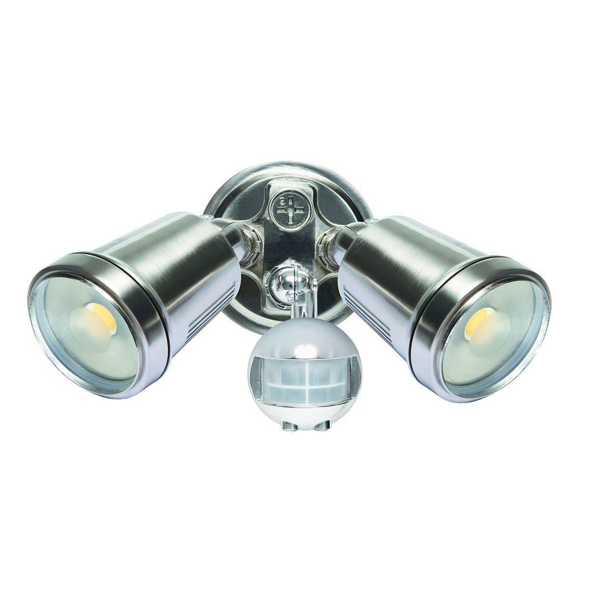 Brilliant HUNTER III Twin Head LED Outdoor Spotlight - 22W, Sensor IP44, 4200K-Brilliant Lighting-Ozlighting.com.au