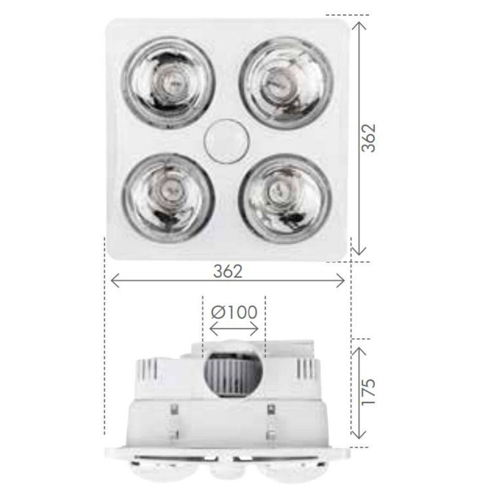 Brilliant NEWTON-4 Bathroom Heater-Light-Exhaust Fan - 3-in-1-Brilliant Lighting-Ozlighting.com.au