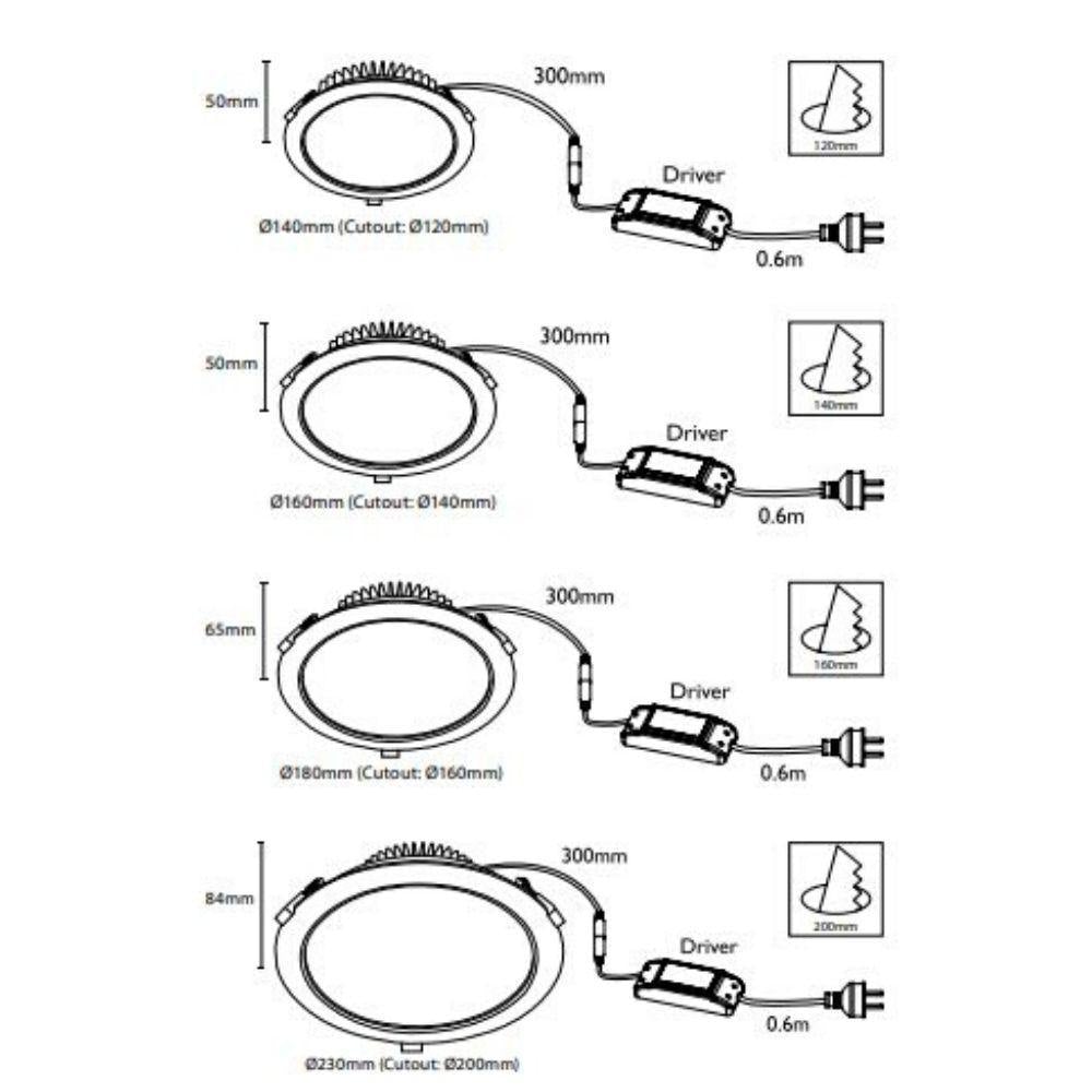 Brilliant RAMSIS LED Downlight - 13W/15W/18W/24W Tri-Colour Dimmable Flat Face, IP44, Tri-Colour-Brilliant Lighting-Ozlighting.com.au