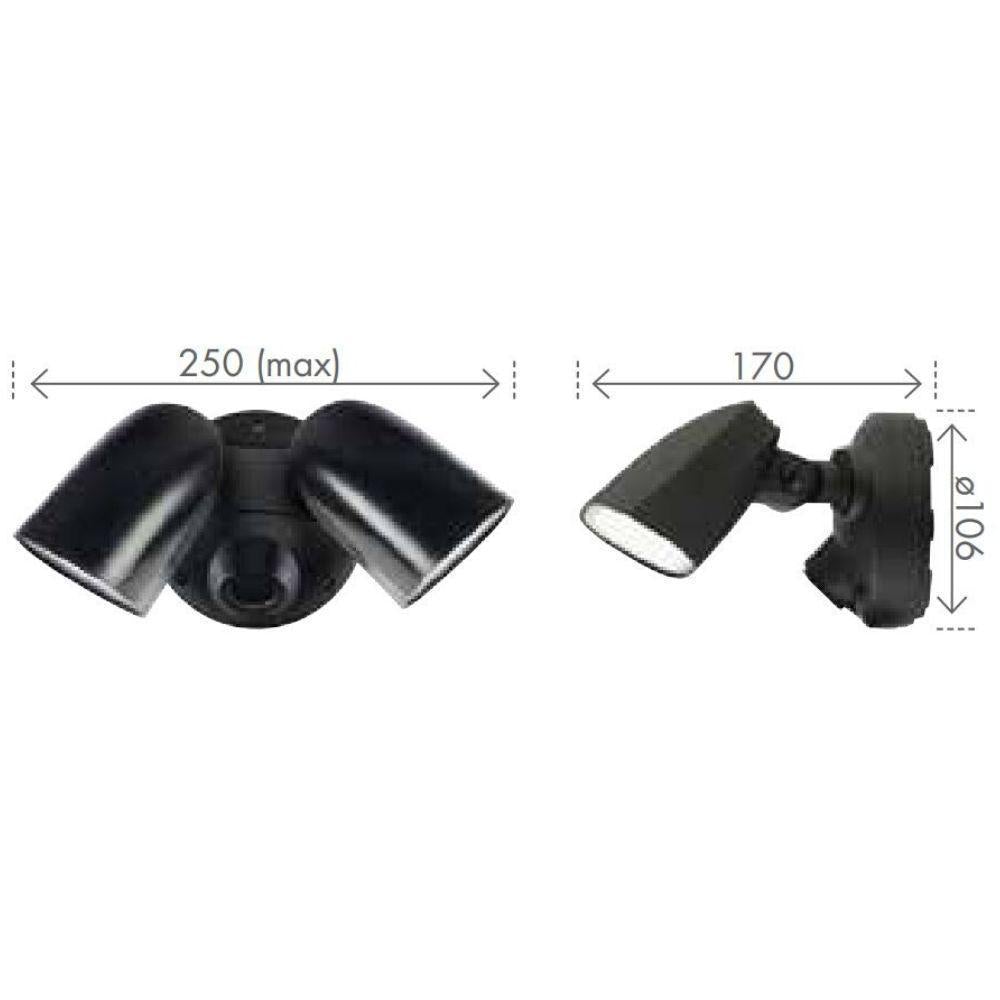 Brilliant SHIELDER Twin Head LED Outdoor Spotlight - 2x10W Adjustable, IP54, 4200K-Brilliant Lighting-Ozlighting.com.au