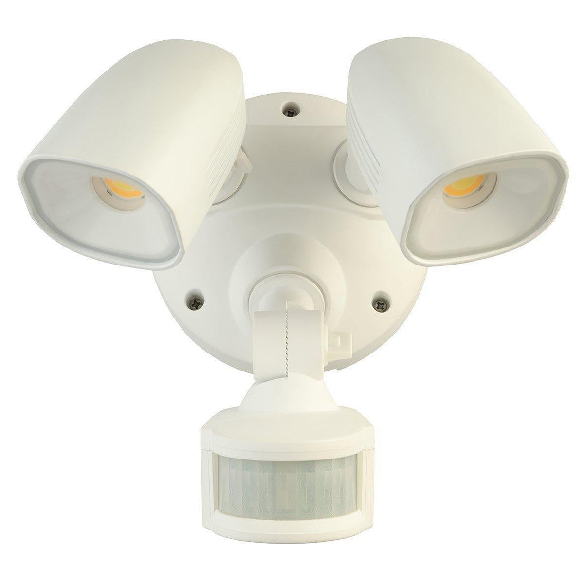 Brilliant SHIELDER Twin Head LED Outdoor Spotlight - 2x10W Adjustable PC, Sensor IP54, 4200K-Brilliant Lighting-Ozlighting.com.au