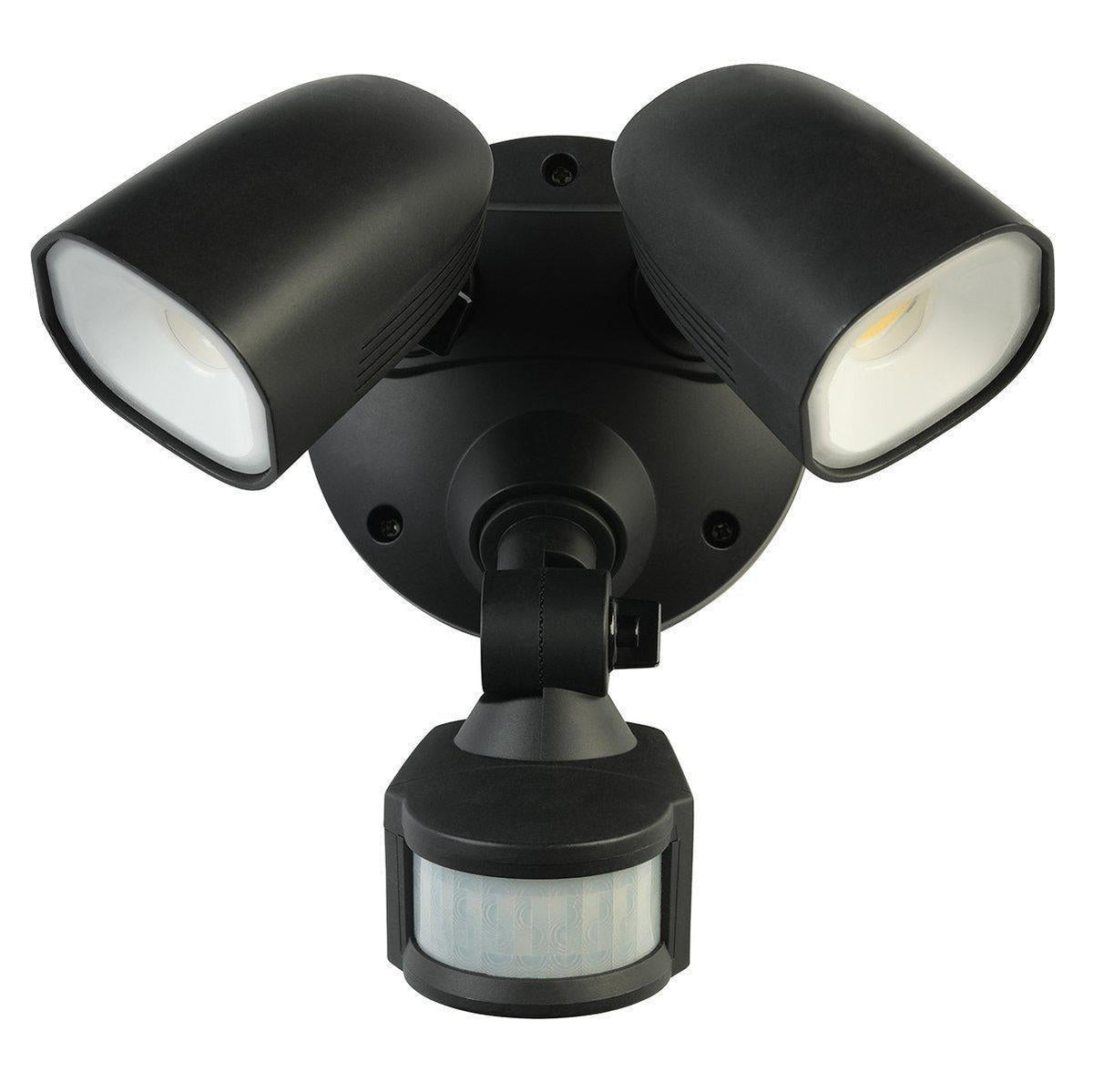 Brilliant SHIELDER Twin Head LED Outdoor Spotlight - 2x10W Adjustable PC, Sensor IP54, 4200K-Brilliant Lighting-Ozlighting.com.au