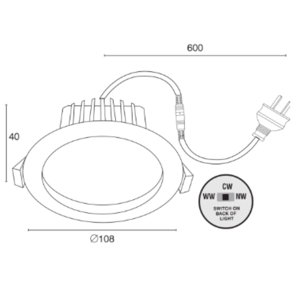 Brilliant UMBRA TRIO LED Downlight - 8W Tri-Colour Dimmable, IP44-Brilliant Lighting-Ozlighting.com.au