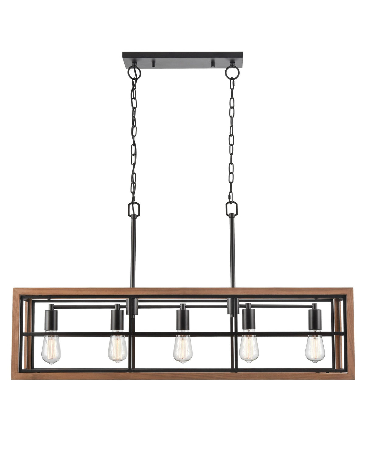 CLA BANQUET Pendant - 5 Light, Rectangular, Wood-CLA Lighting-Ozlighting.com.au