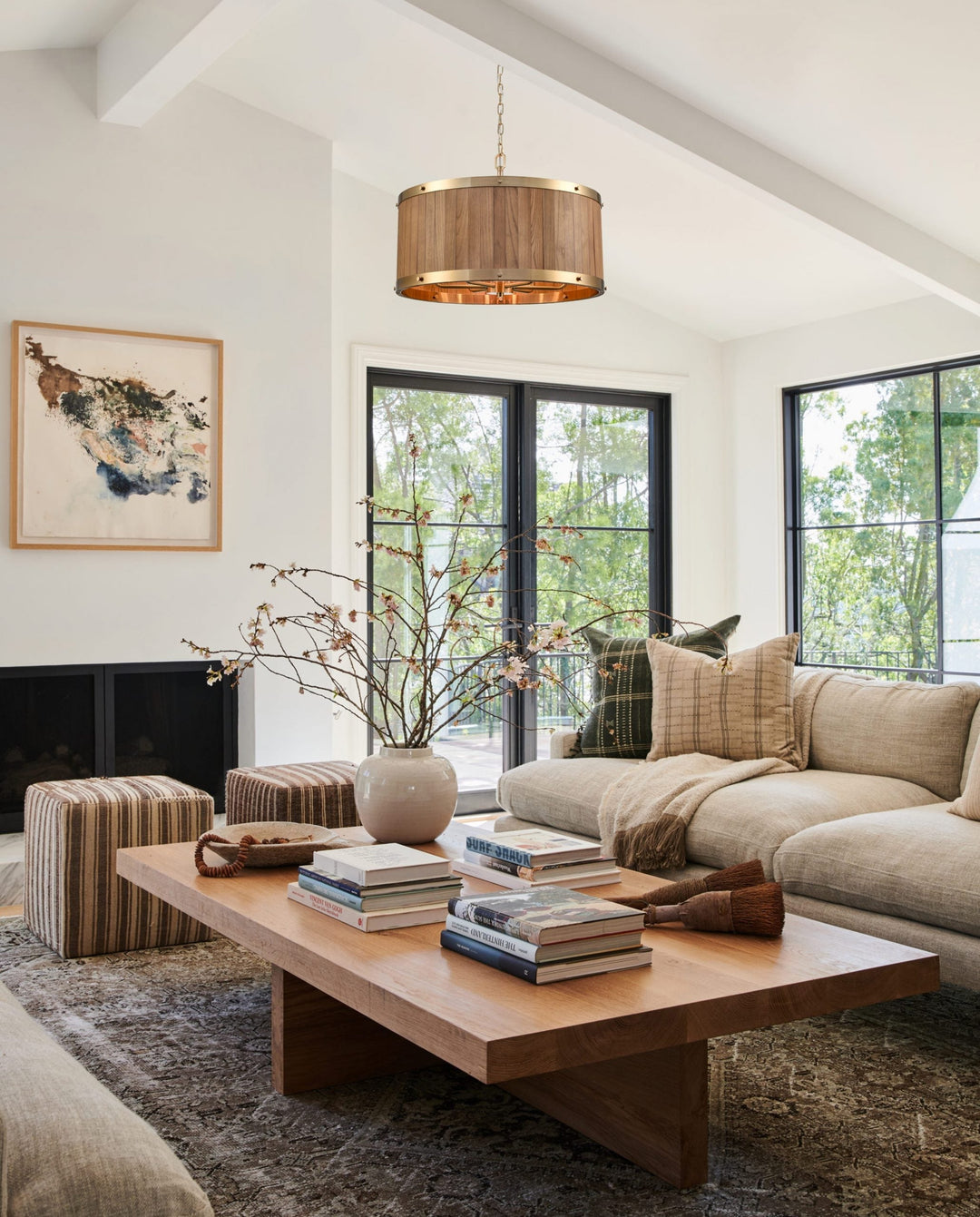 CLA BARRIQUE - 6 Light Drum Wood Pendant-CLA Lighting-Ozlighting.com.au