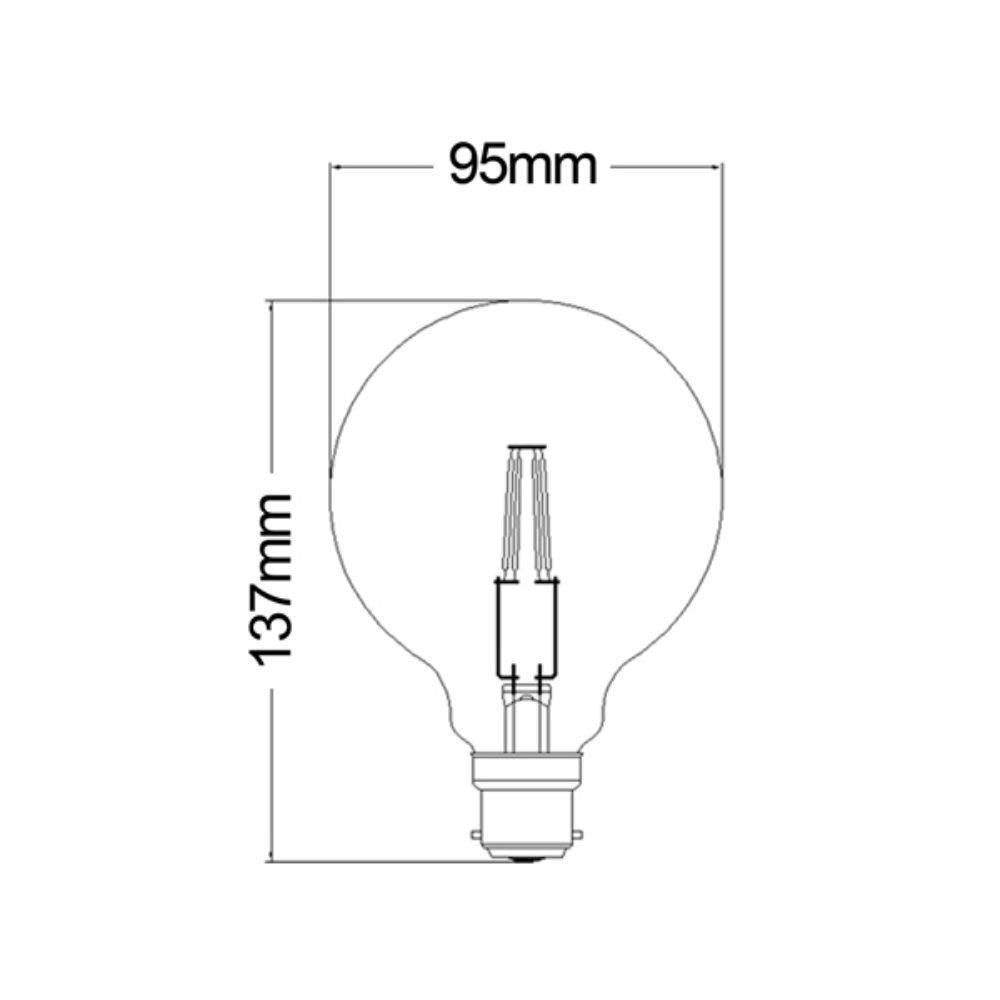 CLA GLOBE - 6W LED G95/G125 Shape Spherical Vintage Filament Amber Glass Globe 2200K - B22/E27-CLA Lighting-Ozlighting.com.au