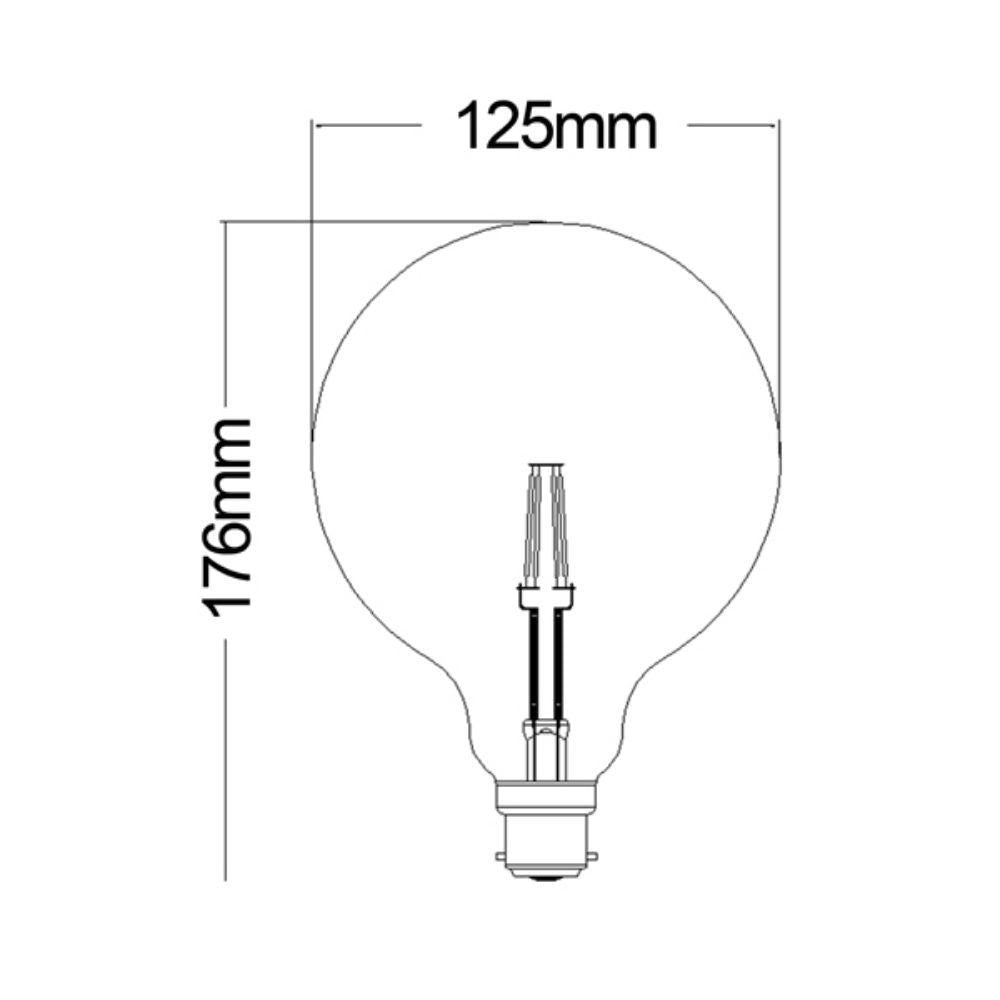 CLA GLOBE - 6W LED G95/G125 Shape Spherical Vintage Filament Amber Glass Globe 2200K - B22/E27-CLA Lighting-Ozlighting.com.au