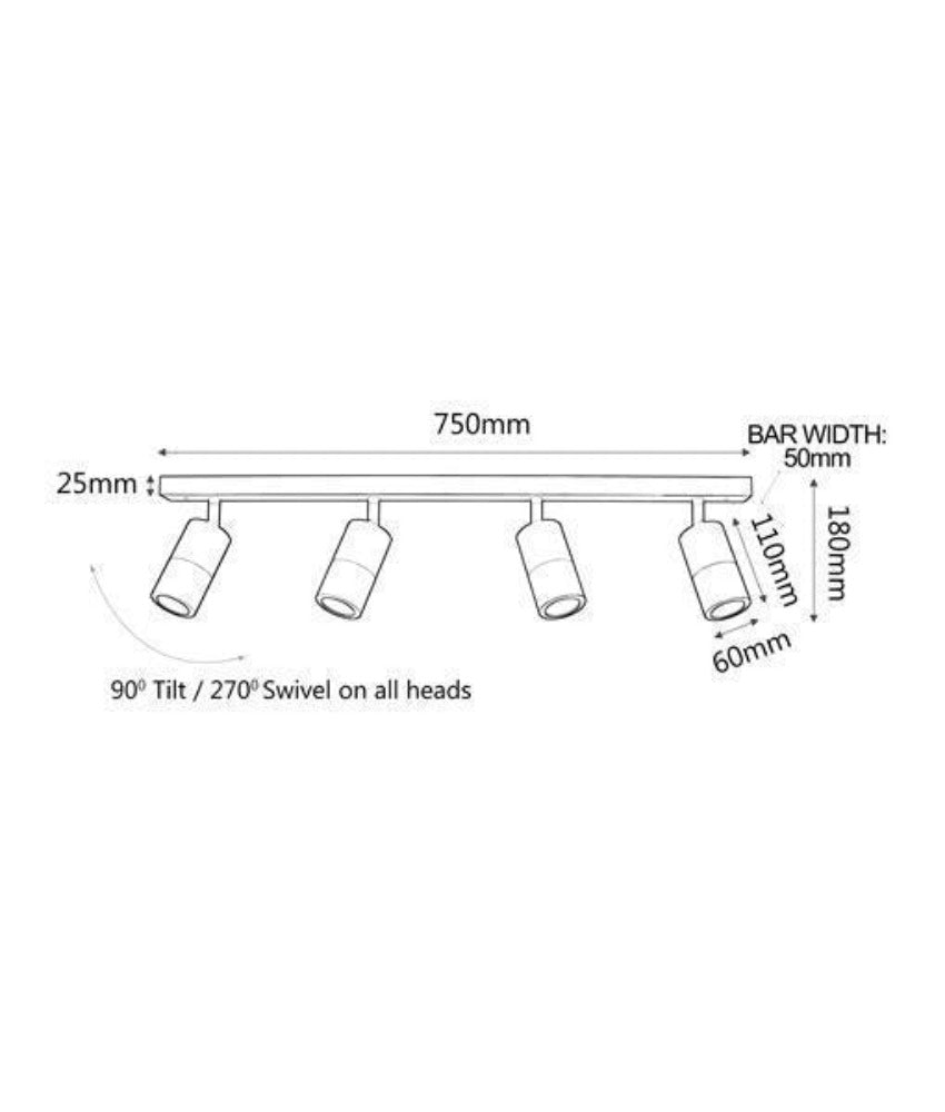 CLA PG4BAR Spotlight - 4xGU10, 4 Light, IP44, Adjustable-CLA Lighting-Ozlighting.com.au