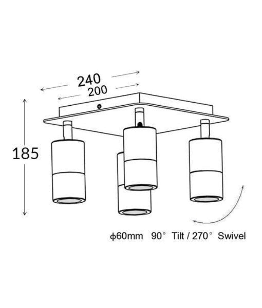CLA PG4SQ Spotlight - 4xGU10, 4 Light, IP44, Square, Adjustable-CLA Lighting-Ozlighting.com.au