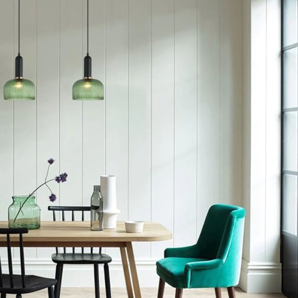 CLA VINTAJ - 1 Light Dome Ribbed Glass Pendant Lights-CLA Lighting-Ozlighting.com.au