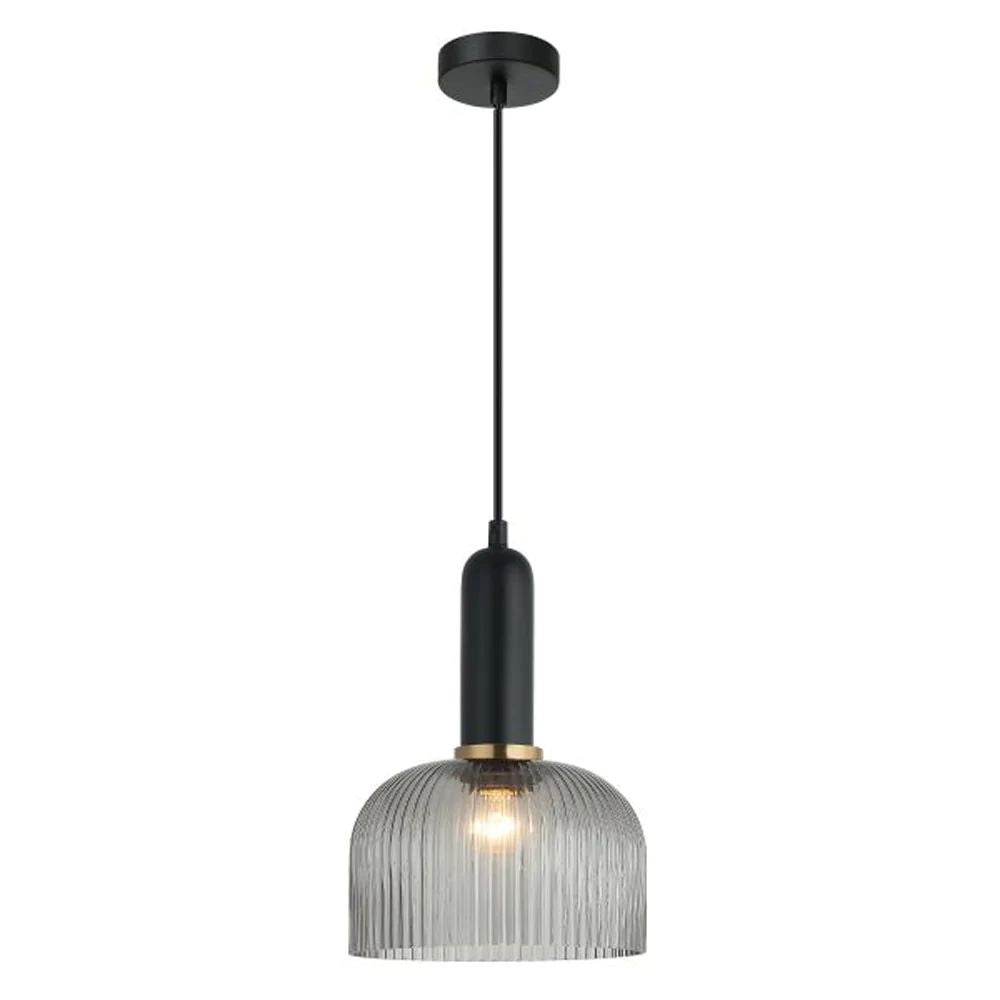 CLA VINTAJ - 1 Light Dome Ribbed Glass Pendant Lights - Black-CLA Lighting-Ozlighting.com.au