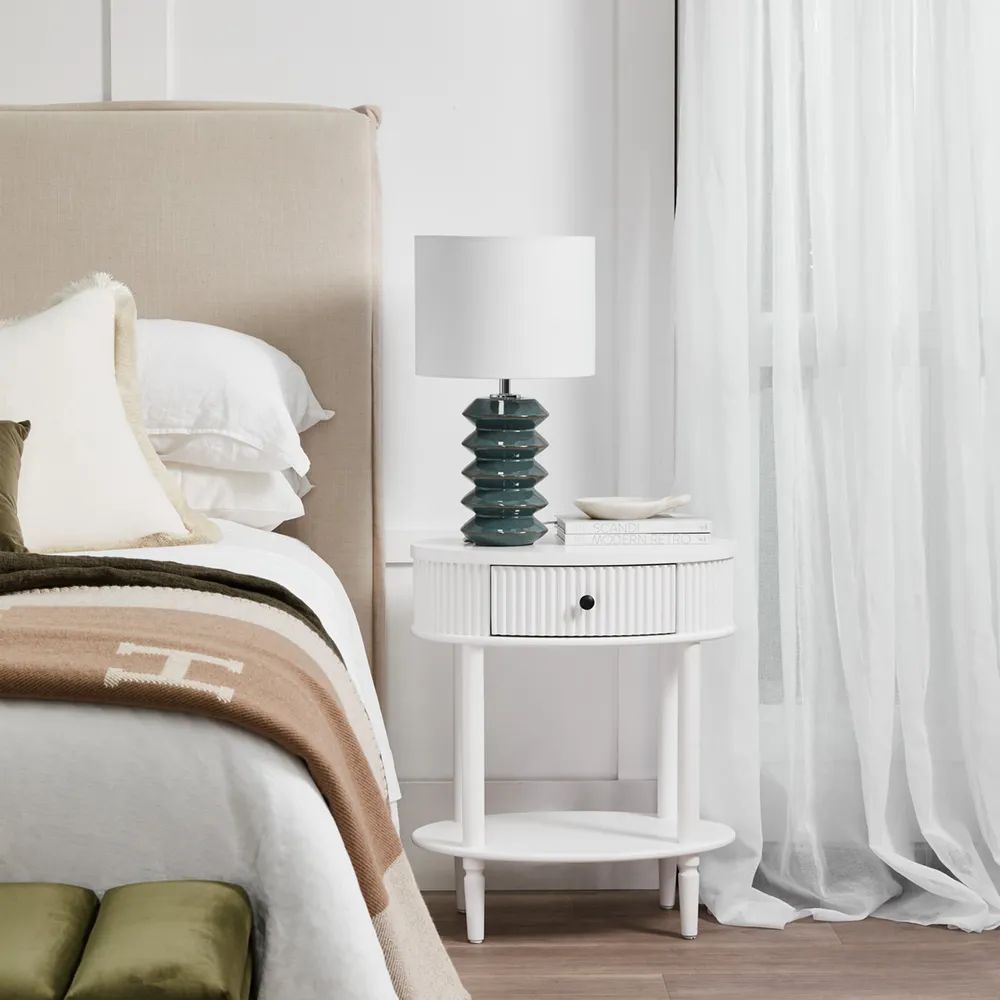 Cafe Lighting AZUL Table Lamp - Teal & Tobacco Glazed Retro-Cafe Lighting-Ozlighting.com.au