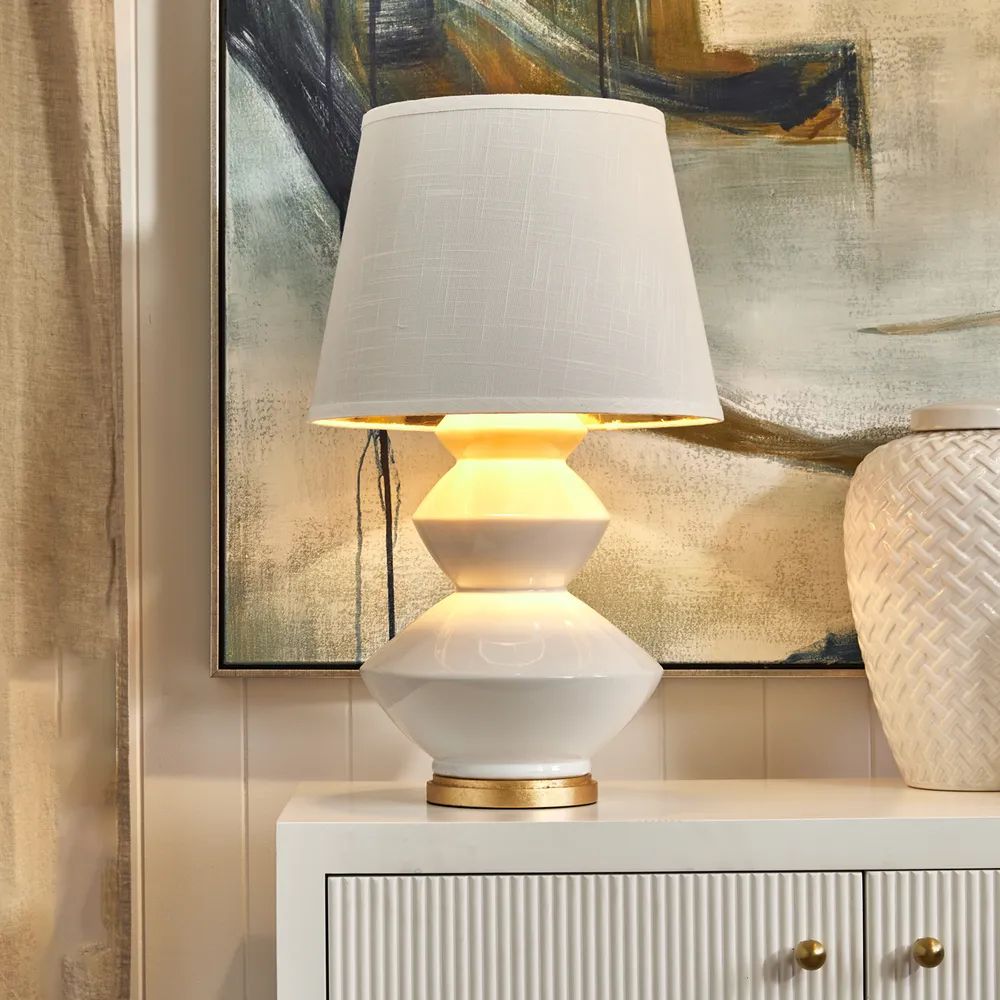 Cafe Lighting BALDWIN Table Lamp - White & Gold Ceramic-Cafe Lighting-Ozlighting.com.au