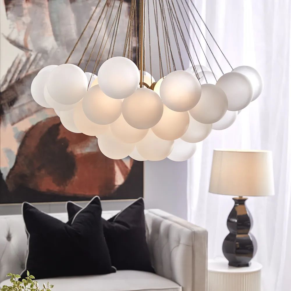 Cafe Lighting CLOUD Pendant - 3 Light Medium/Large Glass Opal Ball Cloud Cluster-Cafe Lighting-Ozlighting.com.au