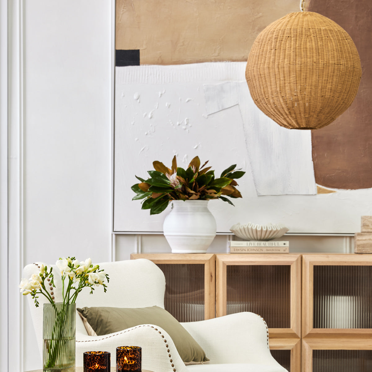 Cafe Lighting LAGUNA Pendant - 50cm Rattan Ball-Cafe Lighting-Ozlighting.com.au