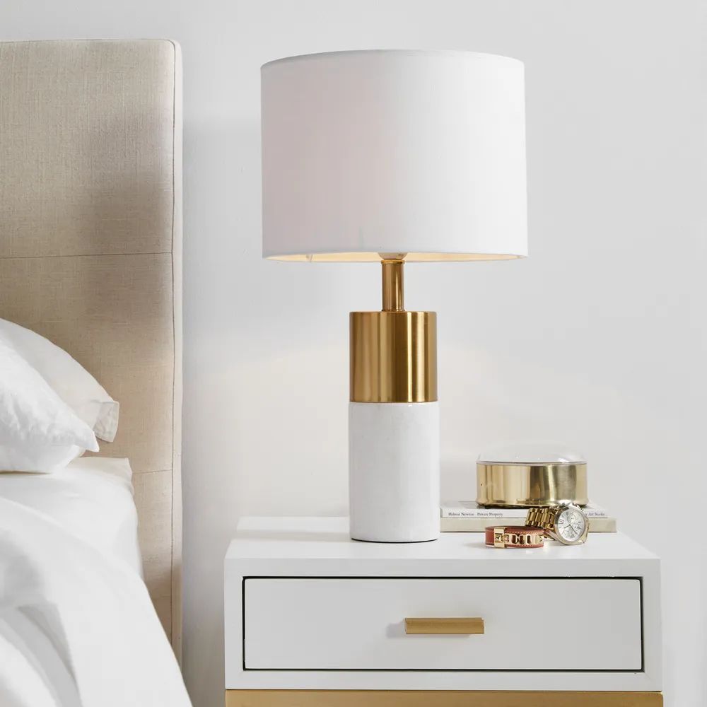 Cafe Lighting LANE Table Lamp - White Marble And Metal-Cafe Lighting-Ozlighting.com.au