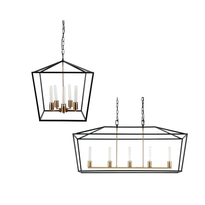 Cafe Lighting LE MANS - 5 Light Medium/Large Cage Lantern Pendant-Cafe Lighting-Ozlighting.com.au