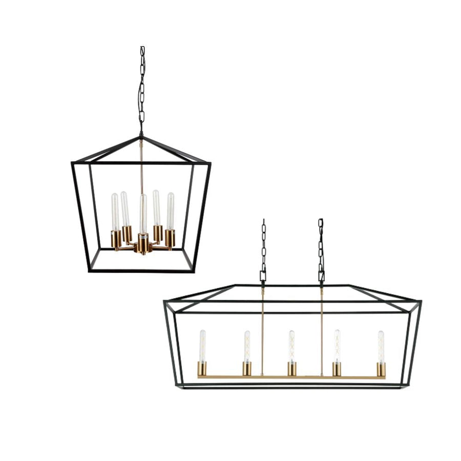 Cafe Lighting LE MANS - 5 Light Medium/Large Cage Lantern Pendant-Cafe Lighting-Ozlighting.com.au