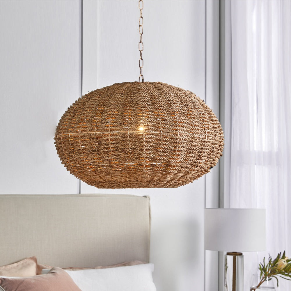 Cafe Lighting MONTEGO Pendant - 64.5cm Oval Rattan-Cafe Lighting-Ozlighting.com.au