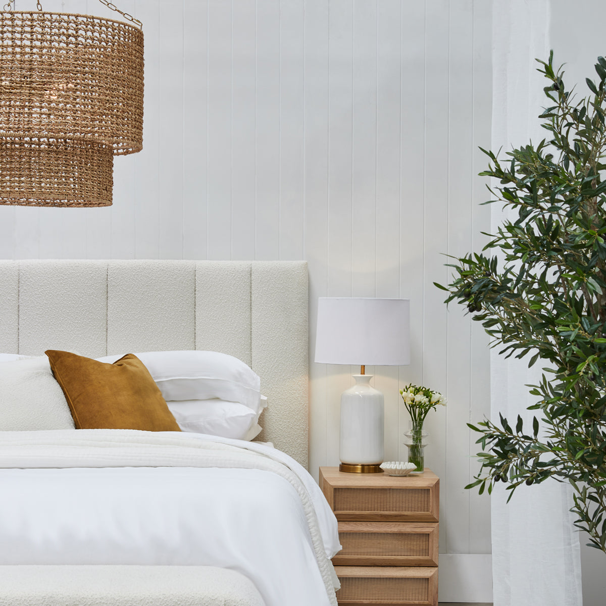 Cafe Lighting NAVARRE Pendant - 81cm Two-Tier Rattan-Cafe Lighting-Ozlighting.com.au