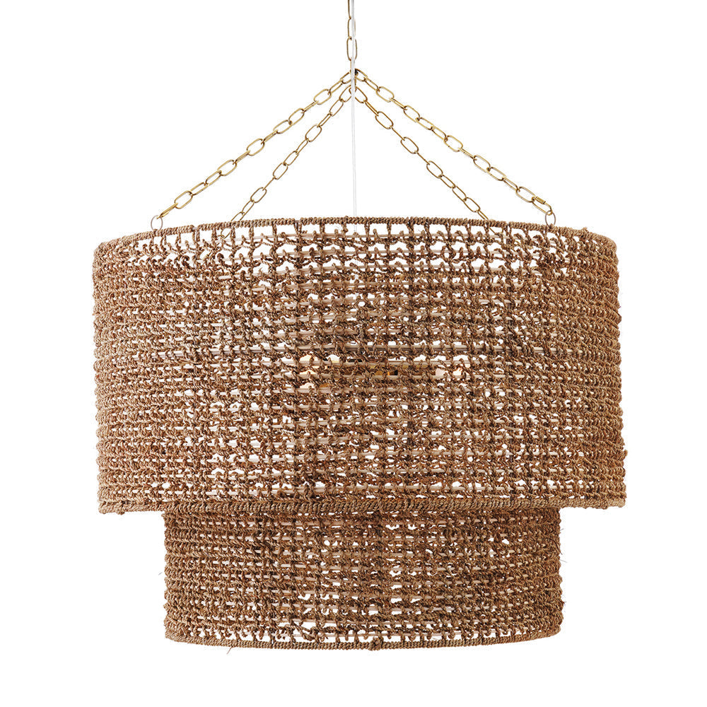 Cafe Lighting NAVARRE Pendant - 81cm Two-Tier Rattan-Cafe Lighting-Ozlighting.com.au