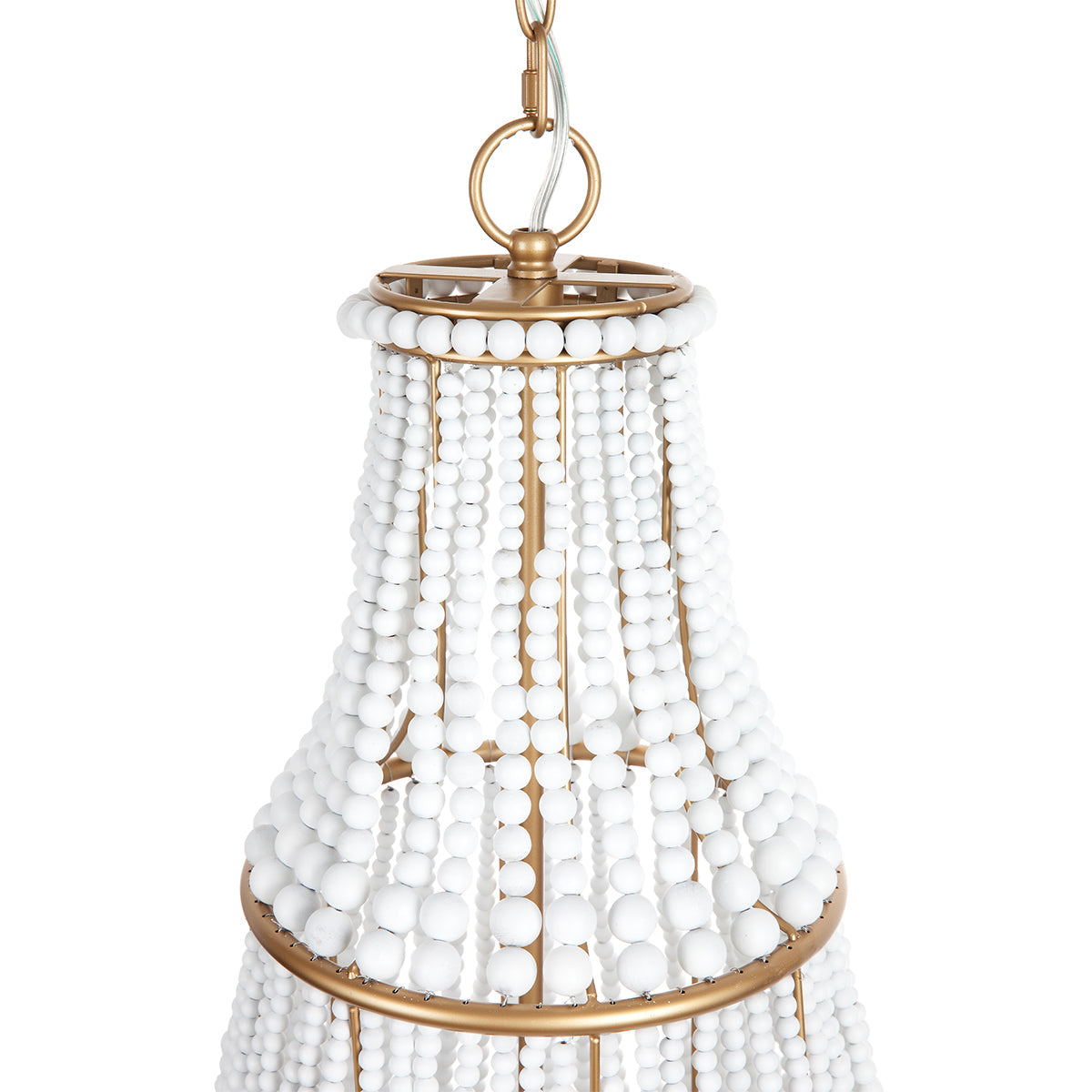 Cafe Lighting SIERRA Chandelier - 6 Light White Wooden Beaded-Cafe Lighting-Ozlighting.com.au