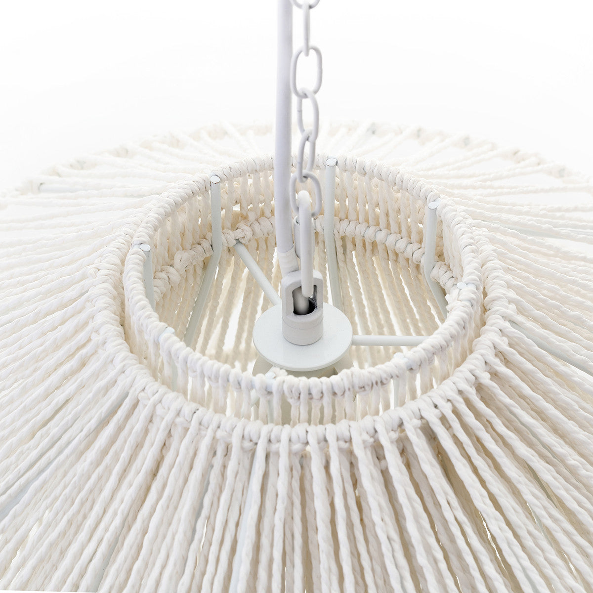 Cafe Lighting SOLANA Pendant - 1 Light White Rope-Cafe Lighting-Ozlighting.com.au