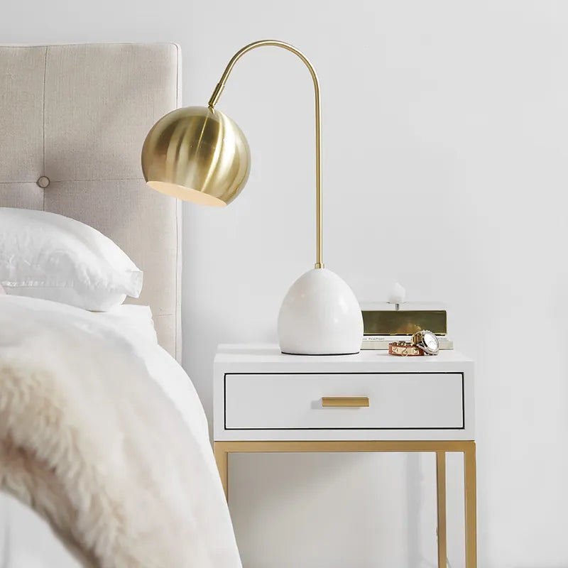 Cafe Lighting SWIFT - White Marble And Metal Task Desk And Table Lamp-Cafe Lighting-Ozlighting.com.au