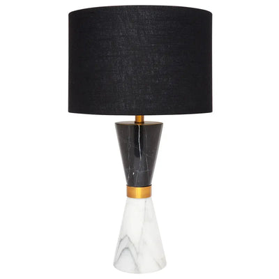 Cafe Lighting YASMINE - Black And White Marble Cone And Metal Table Lamp-Cafe Lighting-Ozlighting.com.au
