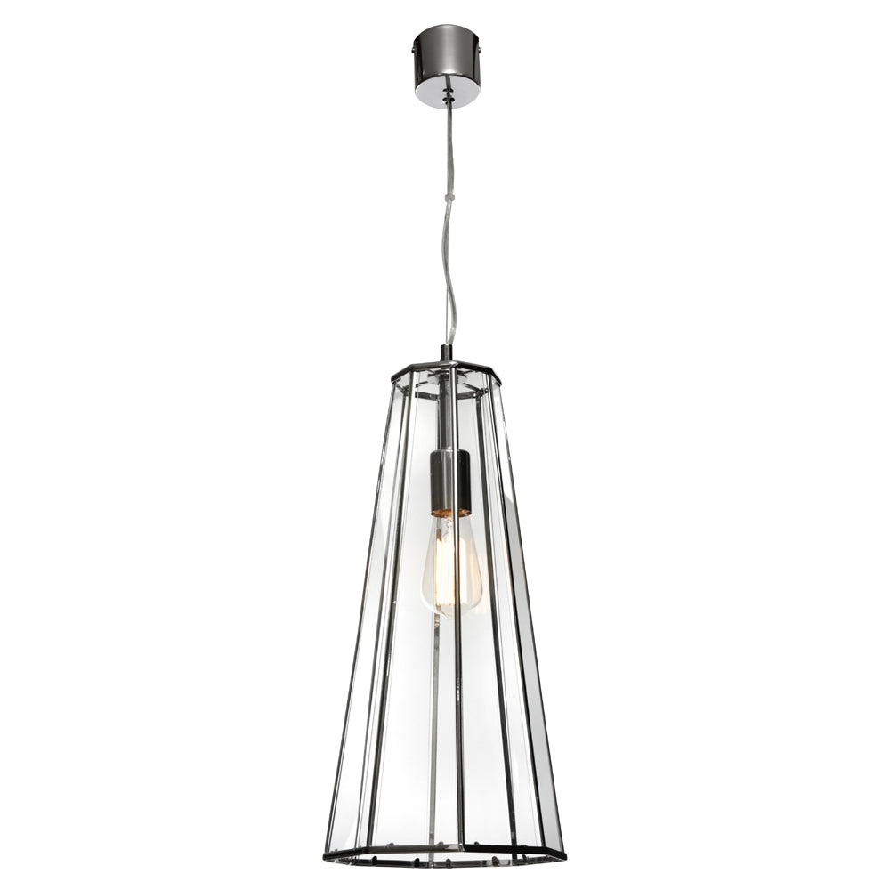 Cougar ZARA Pendant - 1 Light Metal and Clear Glass Cone-Cougar Lighting-Ozlighting.com.au