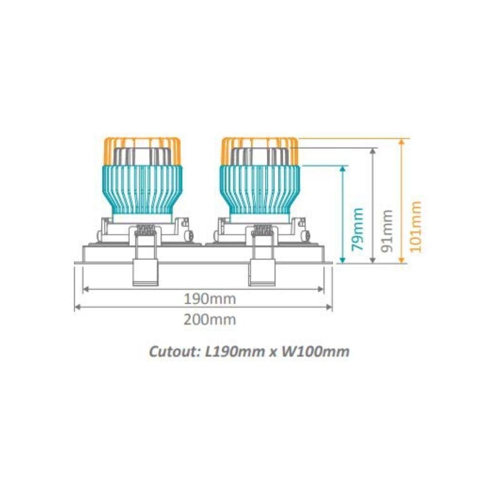 Domus CELL-S2 - 2 Light Twin Slotter S2 Downlight Frame To Suit CELL Downlight Module Series-Domus Lighting-Ozlighting.com.au