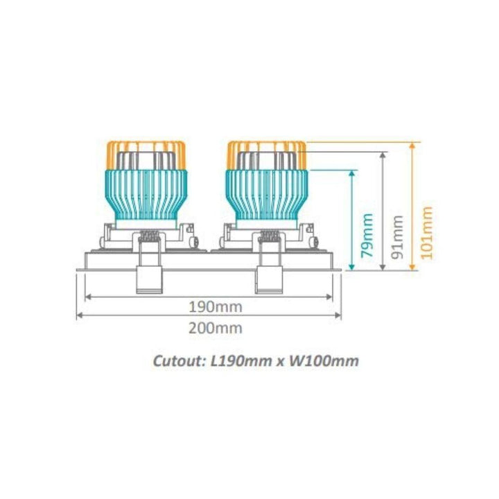 Domus CELL-S2 - 2 Light Twin Slotter S2 Downlight Frame To Suit CELL Downlight Module Series-Domus Lighting-Ozlighting.com.au