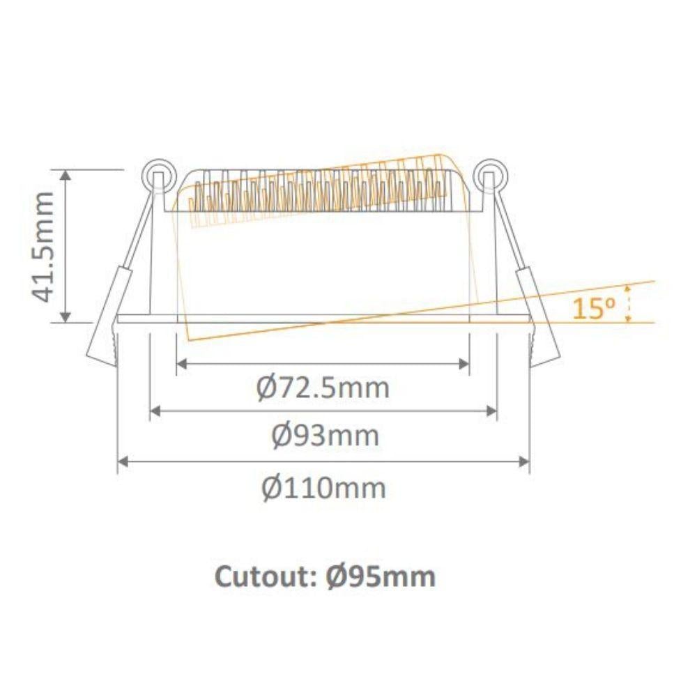 Domus DECO-13-TILT LED Downlight - 13W, Tri-Colour, Dimmable, IP44, Round, Tilt, Adjustable-Domus Lighting-Ozlighting.com.au