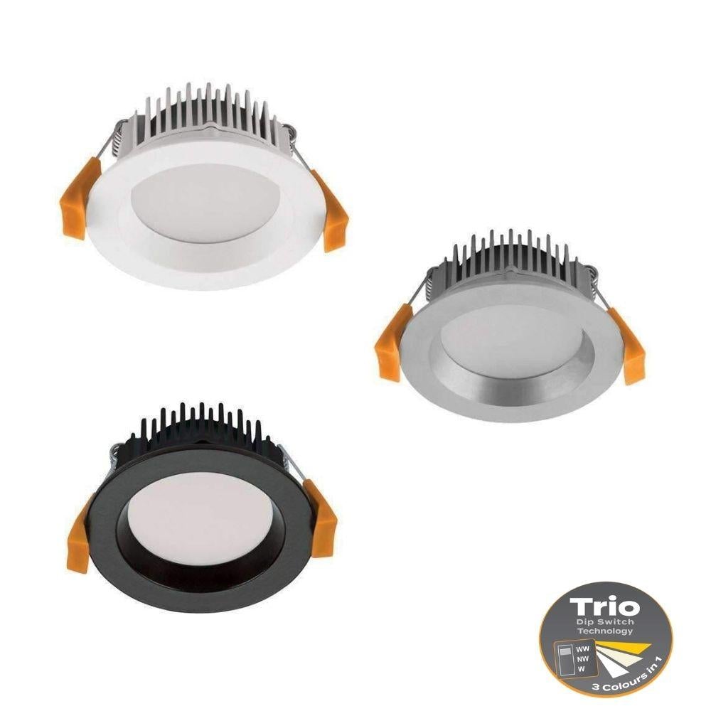 Domus DECO-8 LED Downlight - 8W, Tri-Colour, Dimmable, IP44, Round, Deep Face-Domus Lighting-Ozlighting.com.au