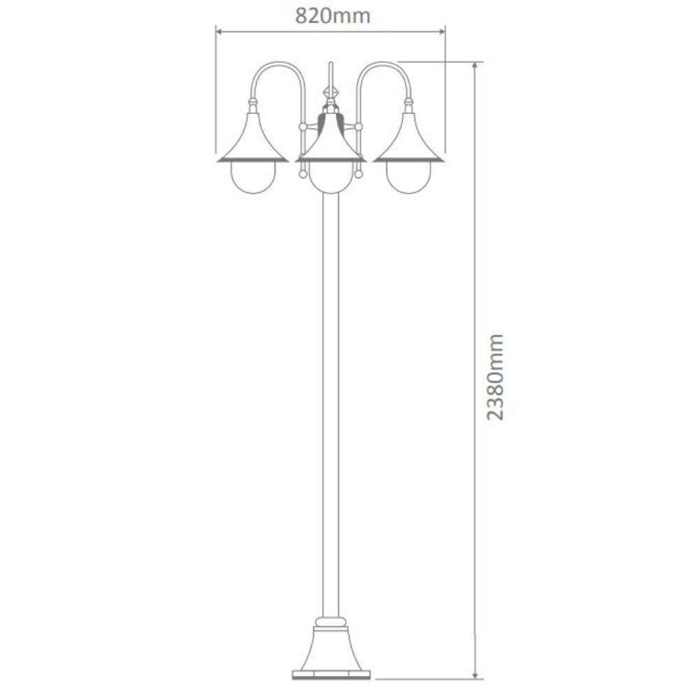 Domus GT-1064 Monaco - Triple Head Tall Plain Post-Domus Lighting-Ozlighting.com.au