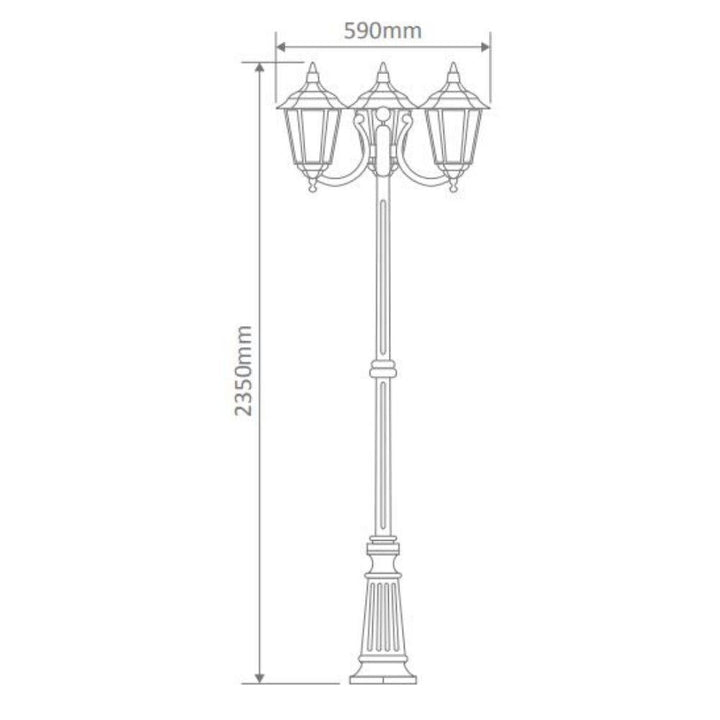 Domus GT-1078 Chester - Triple Head Curved Arm Tall Post Light-Domus Lighting-Ozlighting.com.au