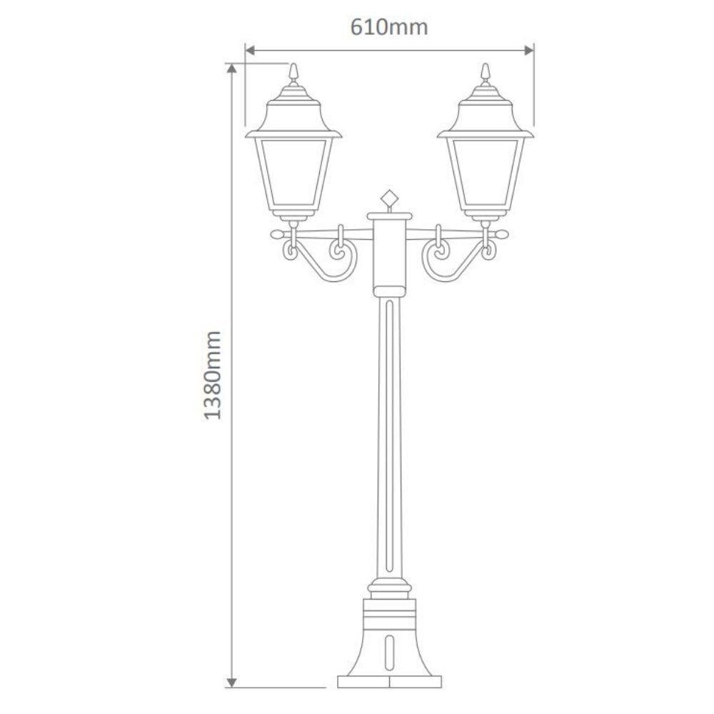 Domus GT-235 Paris Post Light - Twin Head-Domus Lighting-Ozlighting.com.au