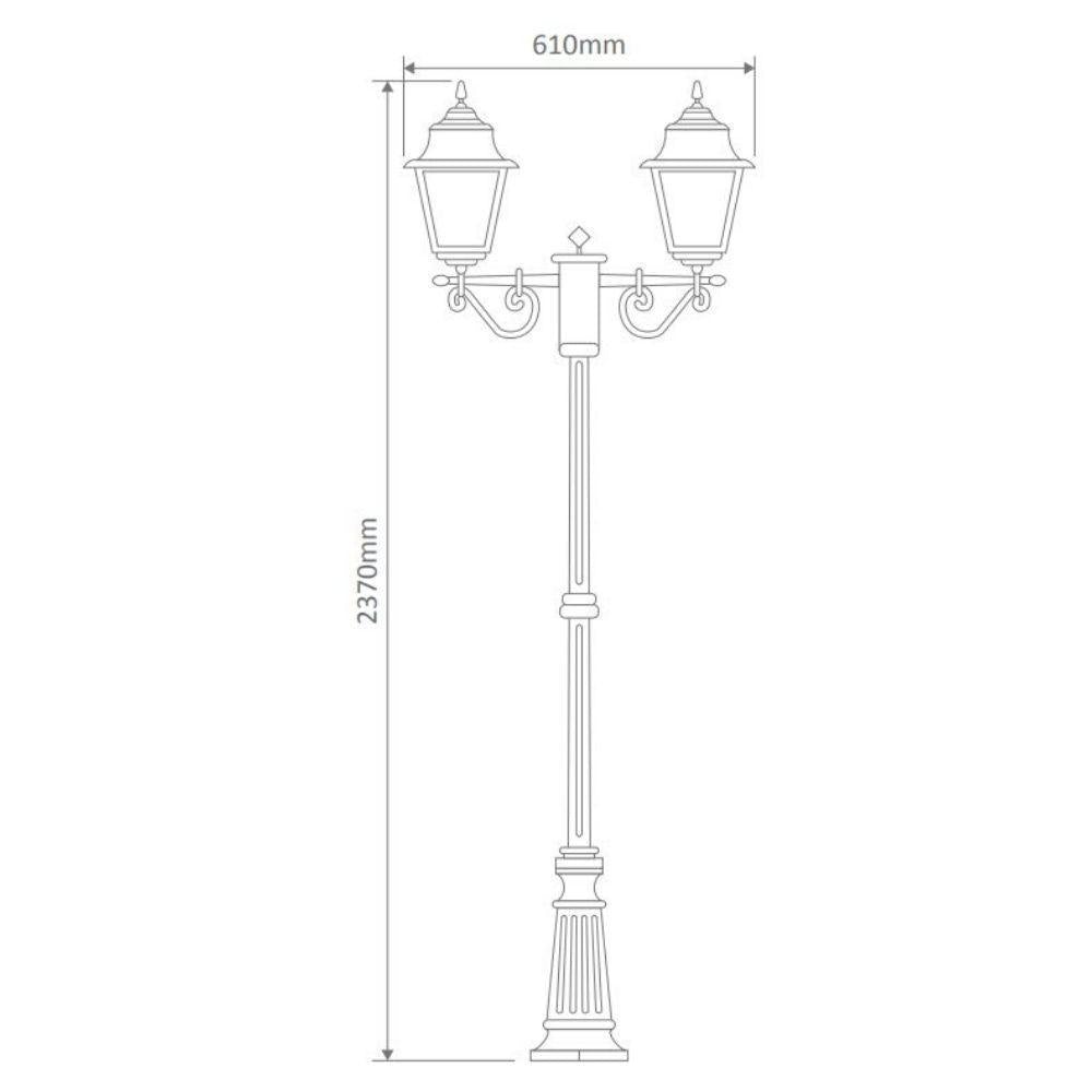 Domus GT-240 Paris Post Light - Twin Head-Domus Lighting-Ozlighting.com.au