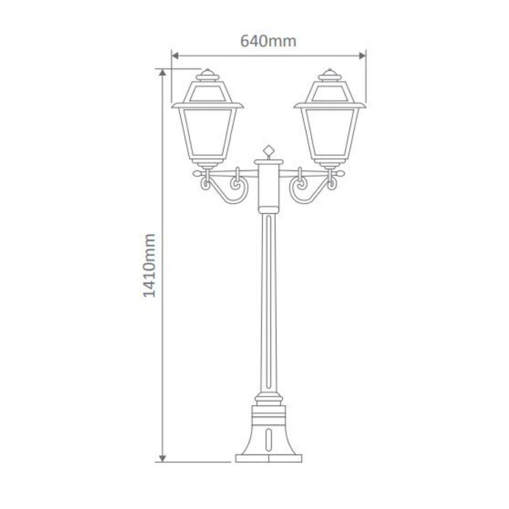 Domus GT-275 Avignon - Twin Head Short Post Light-Domus Lighting-Ozlighting.com.au