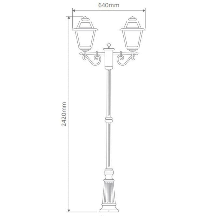 Domus GT-280 Avignon - Twin Head Tall Post Light-Domus Lighting-Ozlighting.com.au
