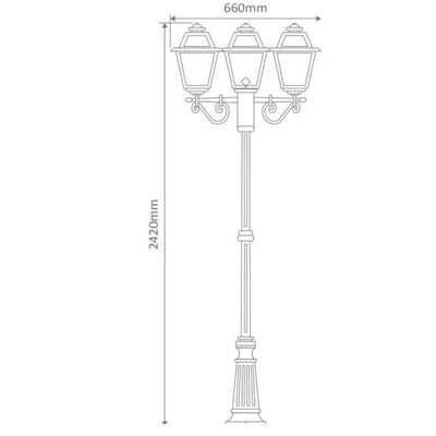 Domus GT-282 Avignon - Triple Head Tall Post Light-Domus Lighting-Ozlighting.com.au