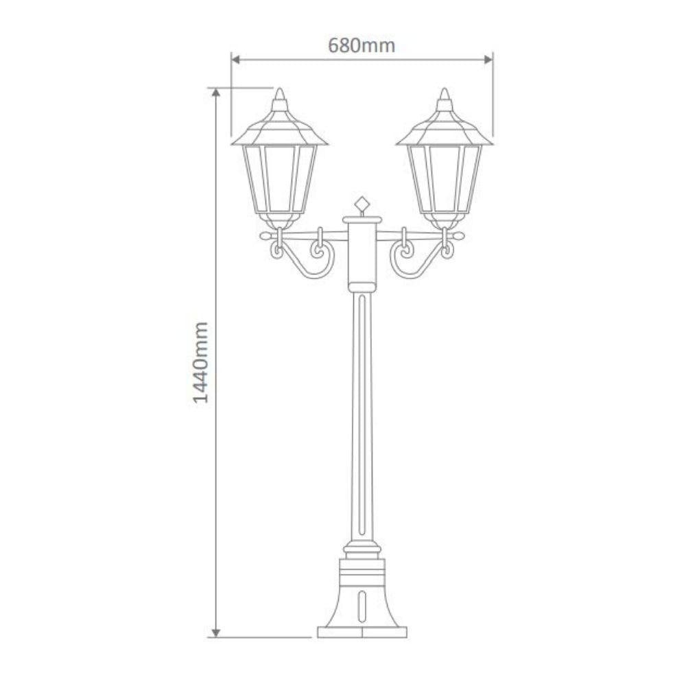 Domus GT-425 Turin Post Light - Twin Head-Domus Lighting-Ozlighting.com.au